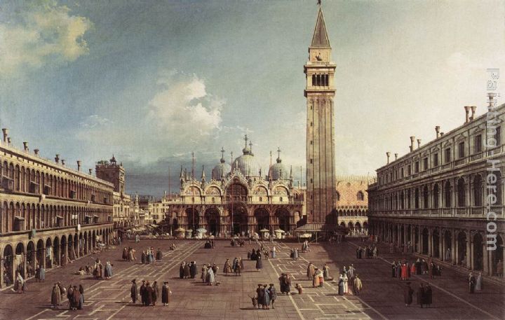 Piazza San Marco with the Basilica painting - Canaletto Piazza San Marco with the Basilica art painting